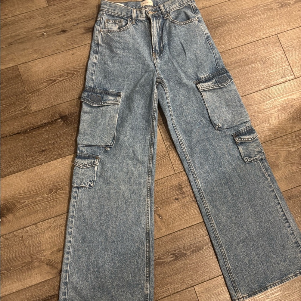 PacSun Light Blue Wide Leg Cargo Jeans